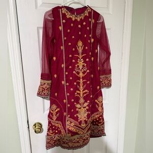 Embroidered Red and Gold Dress